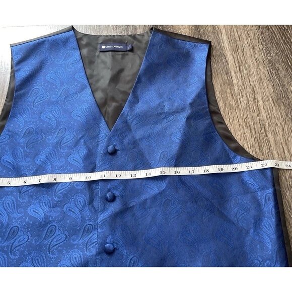 Vintage Pierre Cardin Vest Mens sz Large Blue Paisley V Neck Sleeveless Button - Picture 4 of 13